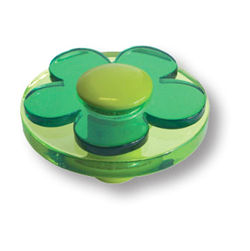 679VE Ручка кнопка детская, цветок зеленый